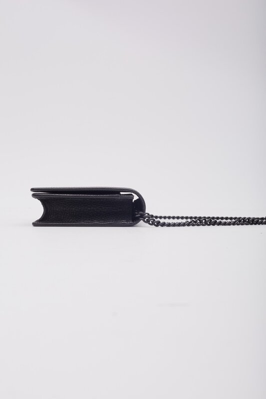 GUCCI GUCCI CALFSKIN GG MARMONT  WALLET ON CHAIN BAG MONOCHROME BLACK