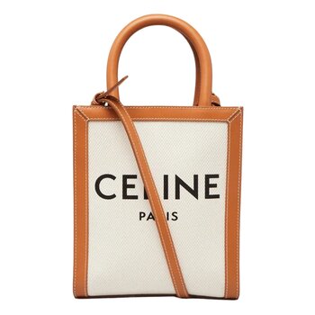 CELINE CELINE BEIGE CANVAS HORIZONTAL CABAS MINI TOTE CROSSBODY BAG