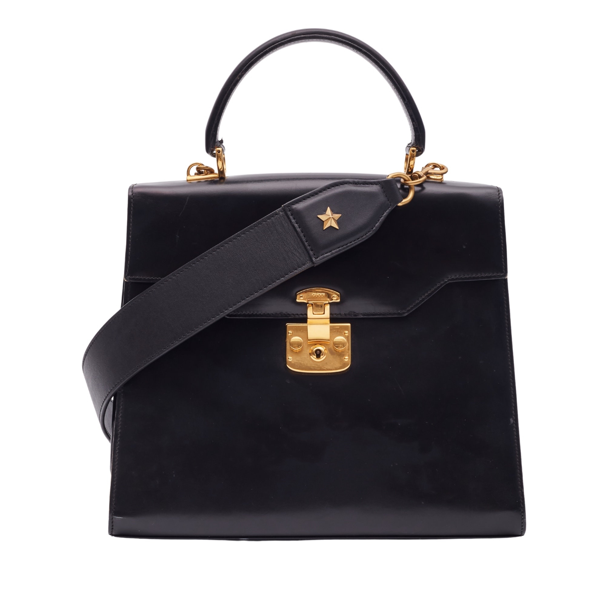 VINTAGE LEATHER BLACK LADY TOP HANDLE BAG CRTBLNCHSHP