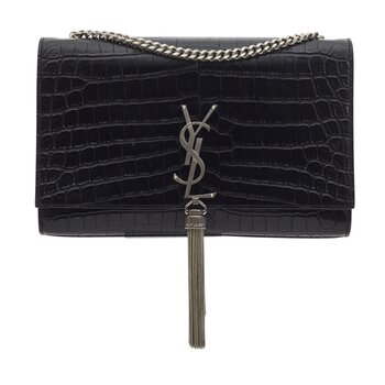 SAINT LAURENT SAINT LAURENT CROCODILE EMBOSSED CHAIN TASSEL KATE BAG (35411)