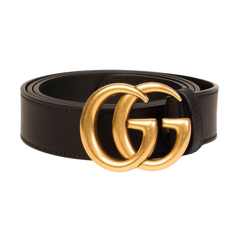GUCCI GUCCI CALFSKIN BLACK MARMONT GG 60mm BELT