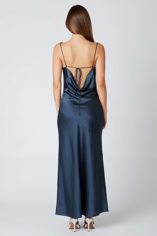 APHRODITE SATIN GOWN GUNMETAL