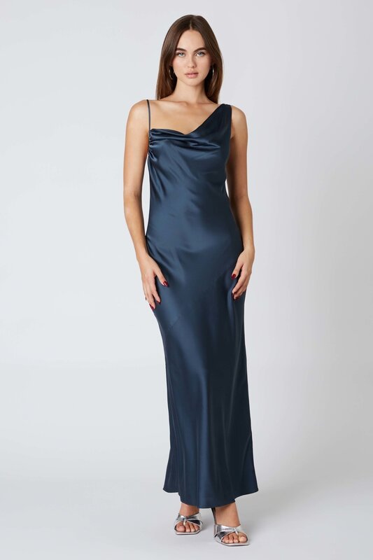 APHRODITE SATIN GOWN GUNMETAL L