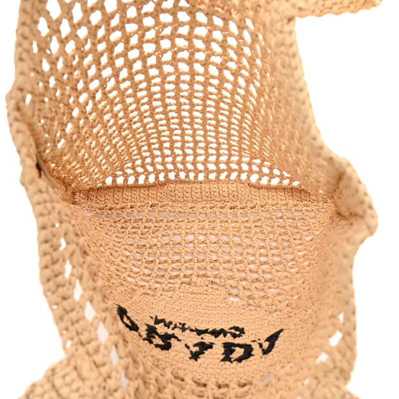 PRADA PRADA RAFFIA EMBROIDERED LOGO TOTE BAG NATURALE