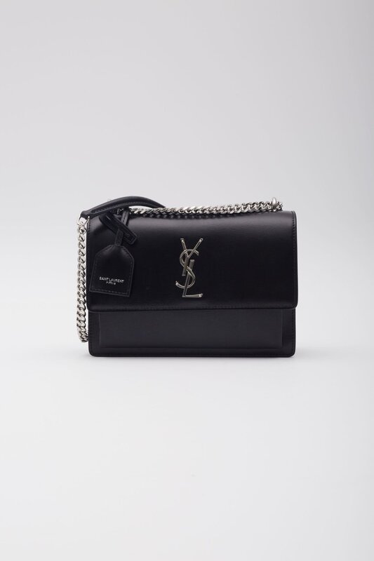 SAINT LAURENT SAINT LAURENT BLACK LEATHER CHAIN SUNSET SHOULDER BAG