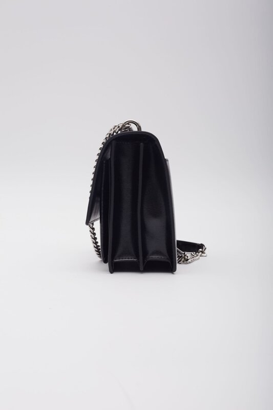 SAINT LAURENT BLACK LEATHER CHAIN SUNSET SHOULDER BAG