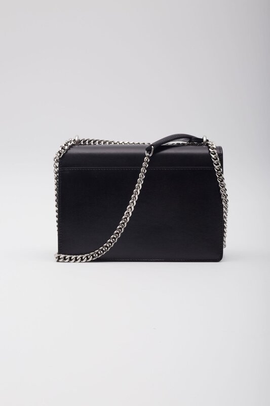 SAINT LAURENT BLACK LEATHER CHAIN SUNSET SHOULDER BAG