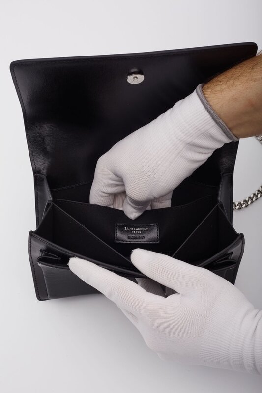 SAINT LAURENT SAINT LAURENT BLACK LEATHER CHAIN SUNSET SHOULDER BAG