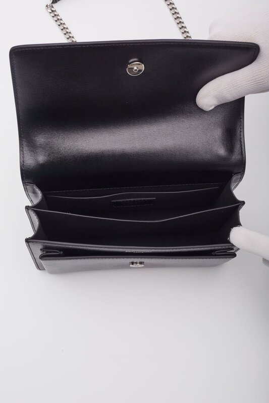 SAINT LAURENT SAINT LAURENT BLACK LEATHER CHAIN SUNSET SHOULDER BAG