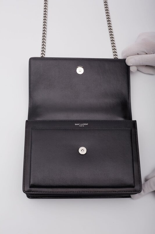 SAINT LAURENT SAINT LAURENT BLACK LEATHER CHAIN SUNSET SHOULDER BAG