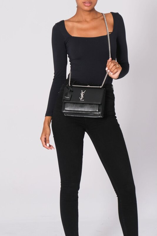 SAINT LAURENT SAINT LAURENT BLACK LEATHER CHAIN SUNSET SHOULDER BAG