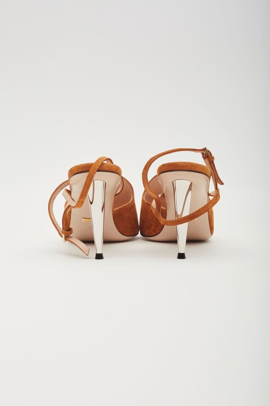 GUCCI GUCCI CONGAC SUEDE BLONDIE SANDAL HEELS