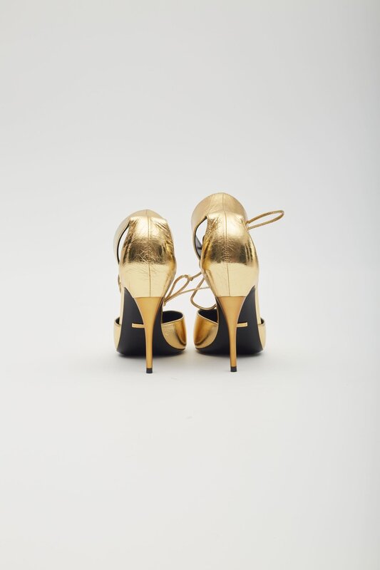 GUCCI GUCCI KIND GOLD METALLIC LEATHER PRISCILLA HEELS