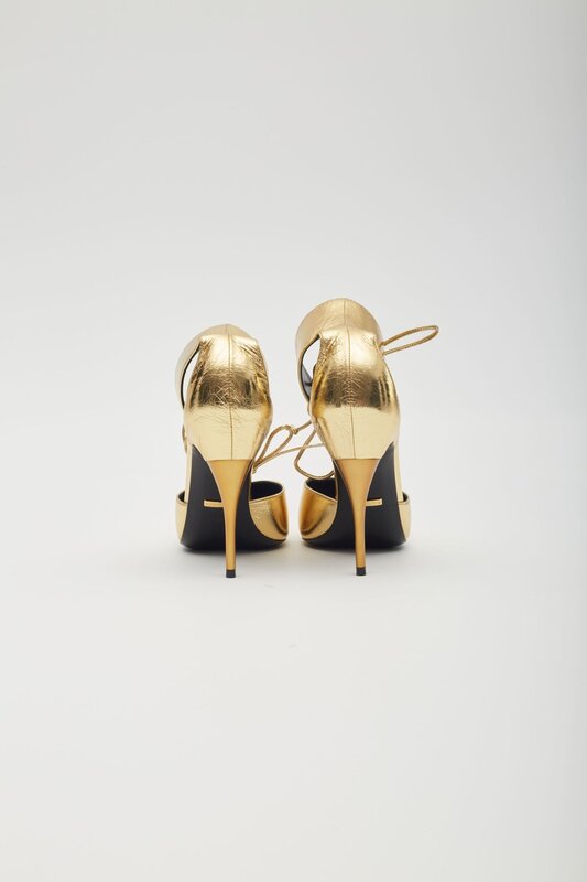 GUCCI KIND GOLD METALLIC LEATHER PRISCILLA HEELS