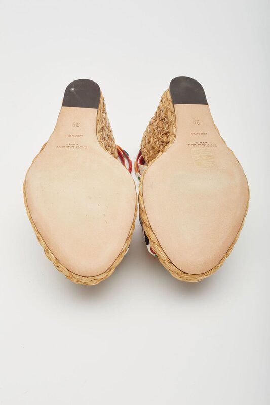 SAINT LAURENT SAINT LAURENT HEART PRINT MULTICOLOURED WEDGE ESPADRILLES EU 38