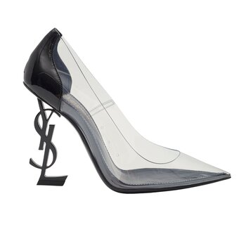 SAINT LAURENT SAINT LAURENT BLACK PATENT TRANSPARENT PVC OPYUM HEELS