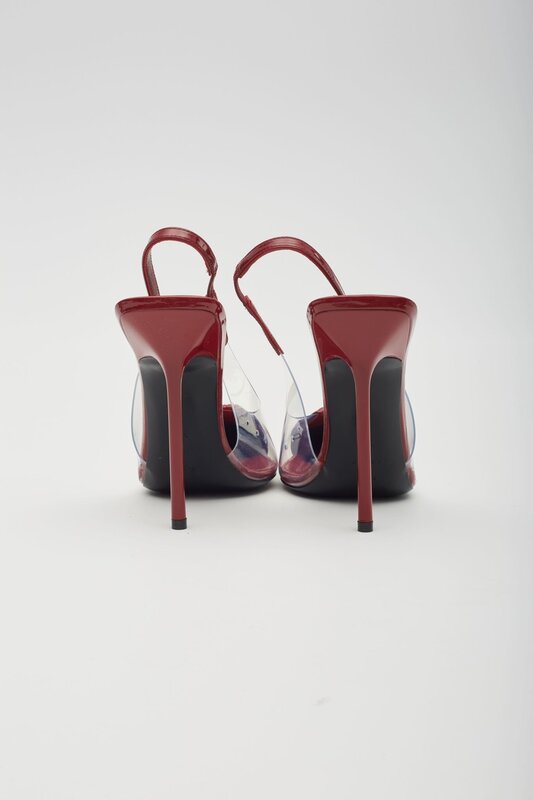 SAINT LAURENT SAINT LAURENT PATENT RED CHICA 115 SLINGBACK HEELS