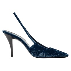 SAINT LAURENT SAINT LAURENT VELVET TOM DREAM SLINGBACK HEELS BLUE