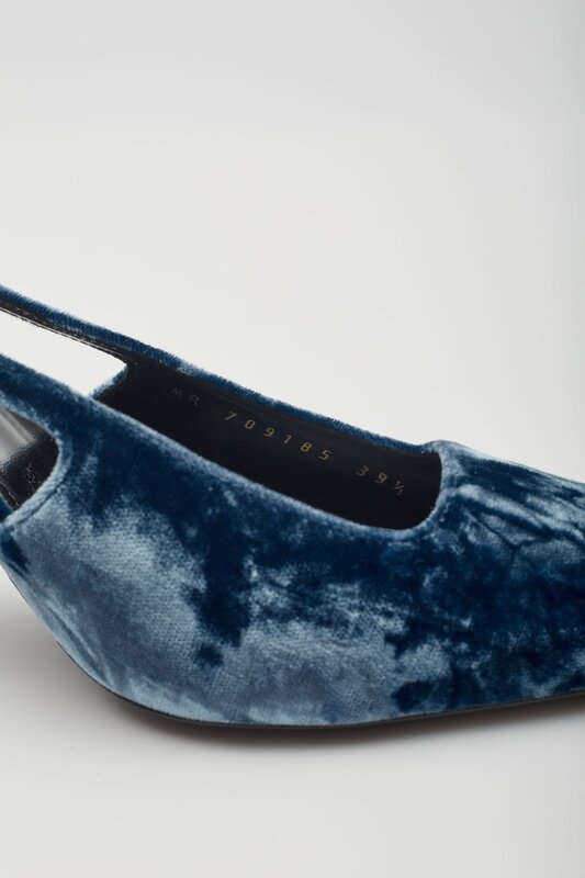 SAINT LAURENT SAINT LAURENT VELVET TOM DREAM SLINGBACK HEELS BLUE