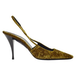 SAINT LAURENT SAINT LAURENT VELVET TOM DREAM SLINGBACK HEELS MUSTARD YELLOW