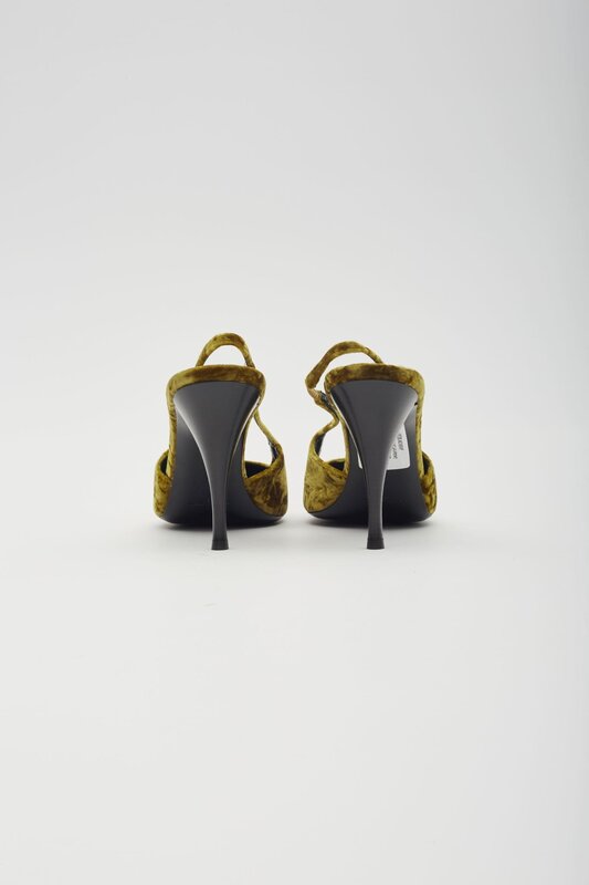 SAINT LAURENT SAINT LAURENT VELVET TOM DREAM SLINGBACK HEELS MUSTARD YELLOW