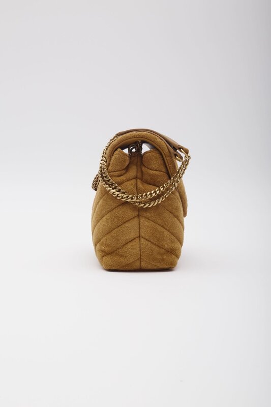 SAINT LAURENT SAINT LAURENT LOULOU SMALL CLASSIC SUEDE CHESTNUT BAG