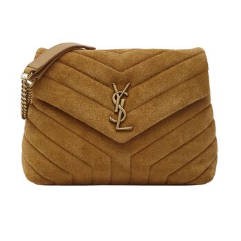 SAINT LAURENT SAINT LAURENT LOULOU SMALL CLASSIC SUEDE CHESTNUT BAG