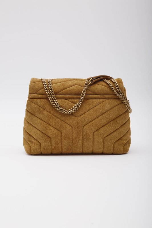 SAINT LAURENT LOULOU SMALL CLASSIC SUEDE CHESTNUT BAG