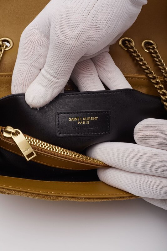 SAINT LAURENT SAINT LAURENT LOULOU SMALL CLASSIC SUEDE CHESTNUT BAG