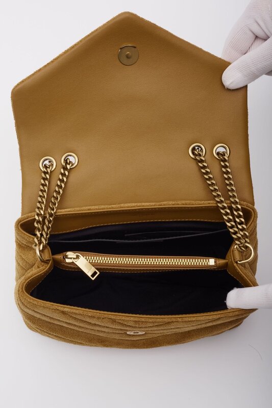 SAINT LAURENT SAINT LAURENT LOULOU SMALL CLASSIC SUEDE CHESTNUT BAG
