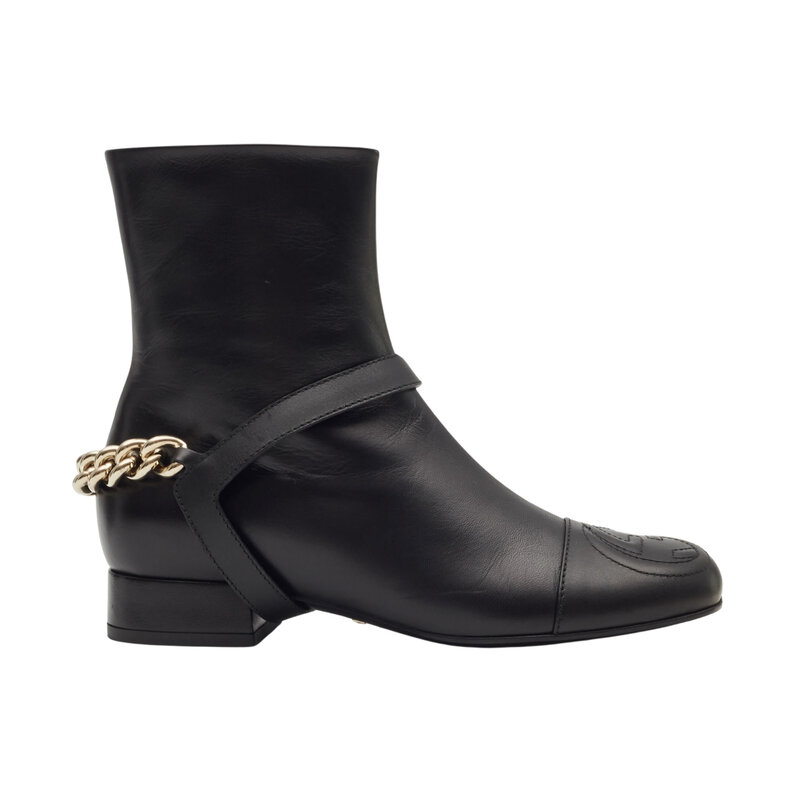 GUCCI BLACK KID CALFSKIN SOHO MALAGA BOOTS (EU 35)