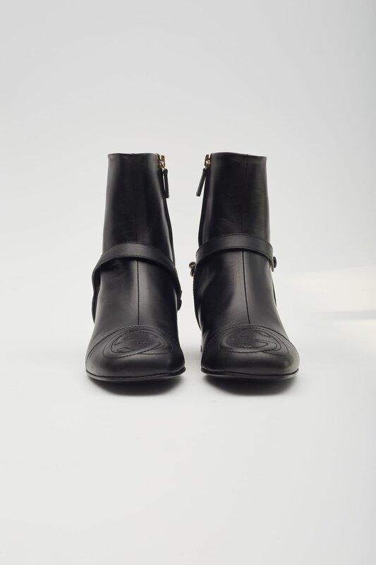 GUCCI BLACK KID CALFSKIN SOHO MALAGA BOOTS (EU 35)