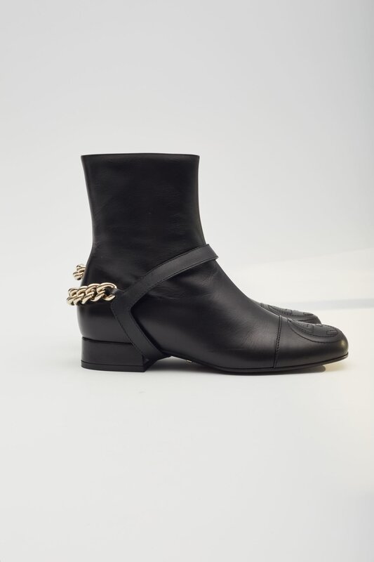 GUCCI BLACK KID CALFSKIN SOHO MALAGA BOOTS (EU 35)