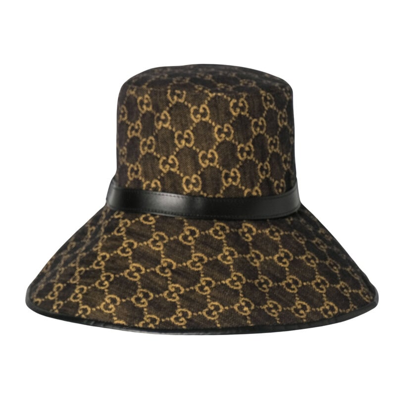 GUCCI DENIM BLACK GG MONOGRAM BUCKET HAT M