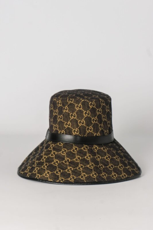 GUCCI DENIM BLACK GG MONOGRAM BUCKET HAT M