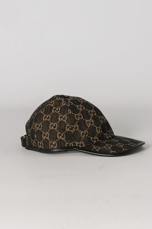 GUCCI DENIM BLACK GG MONOGRAM OSCAR BASEBALL CAP M