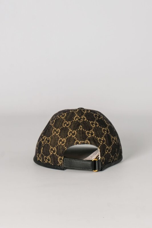 GUCCI DENIM BLACK GG MONOGRAM OSCAR BASEBALL CAP M