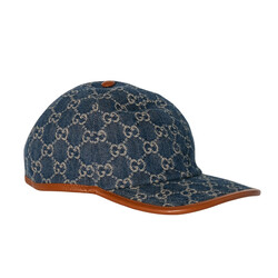 GUCCI GUCCI DENIM NAVY GG MONOGRAM BASEBALL CAP
