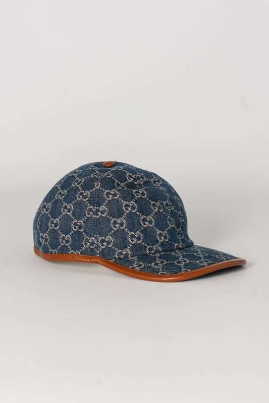 GUCCI DENIM NAVY GG MONOGRAM BASEBALL CAP