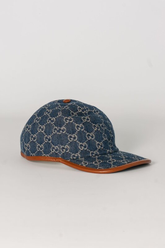 GUCCI GUCCI DENIM NAVY GG MONOGRAM BASEBALL CAP