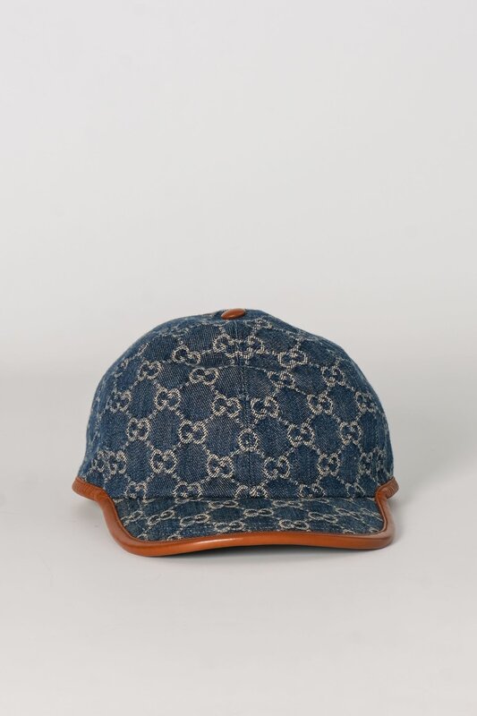 GUCCI DENIM NAVY GG MONOGRAM BASEBALL CAP