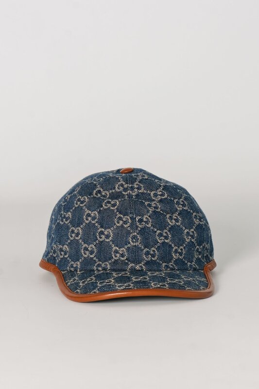 GUCCI GUCCI DENIM NAVY GG MONOGRAM BASEBALL CAP