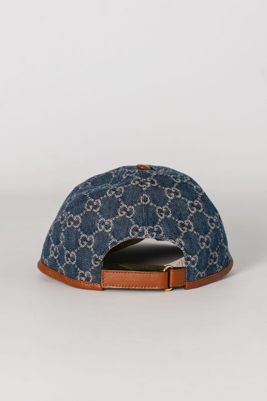 GUCCI DENIM NAVY GG MONOGRAM BASEBALL CAP