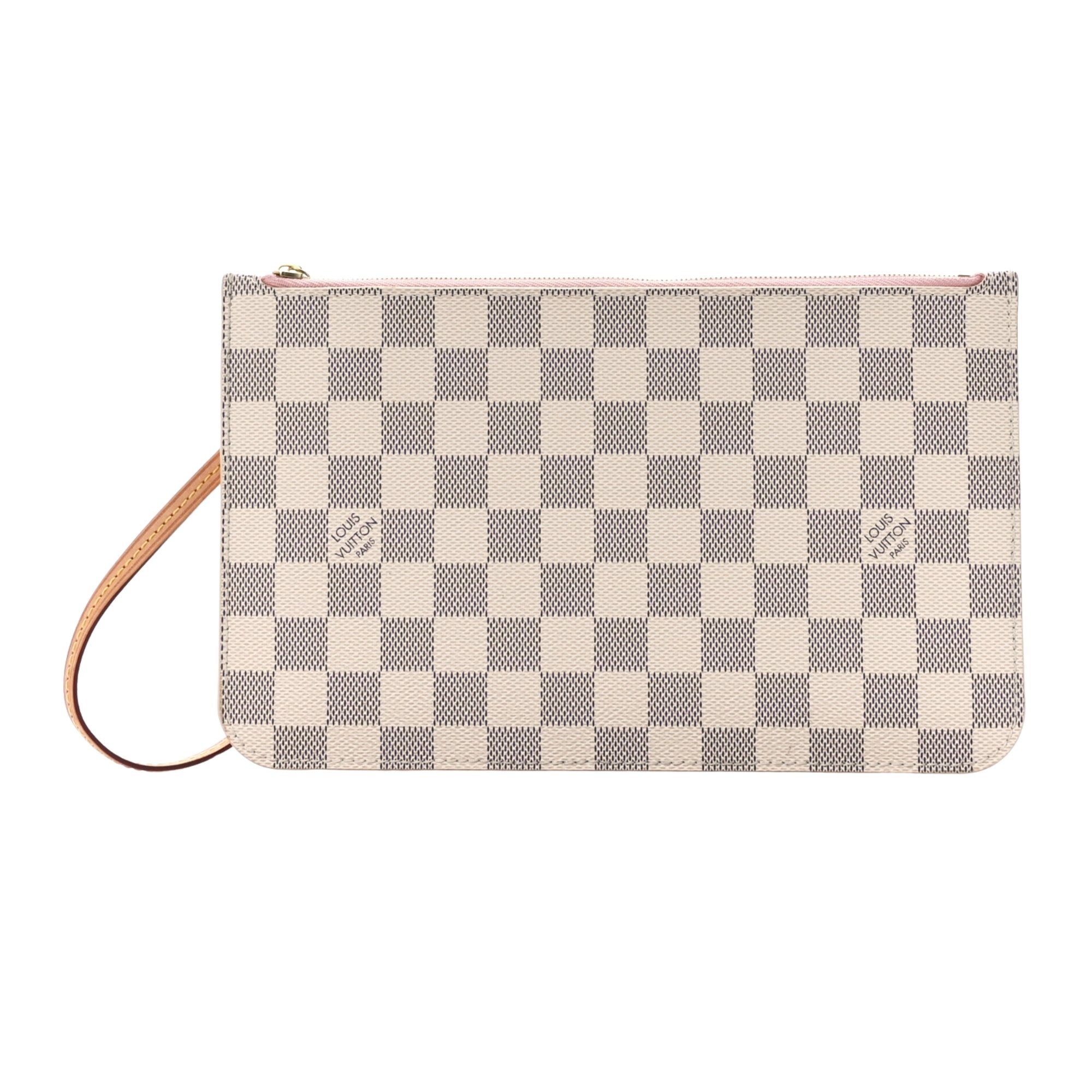 LOUIS VUITTON DAMIER AZUR NEVERFULL GM POCHETTE ROSE