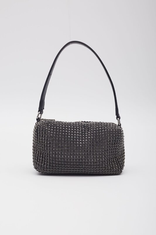 ALEXANDER WANG LEATHER TRIMMED STRASS EMBELLISHED EVENING BAG