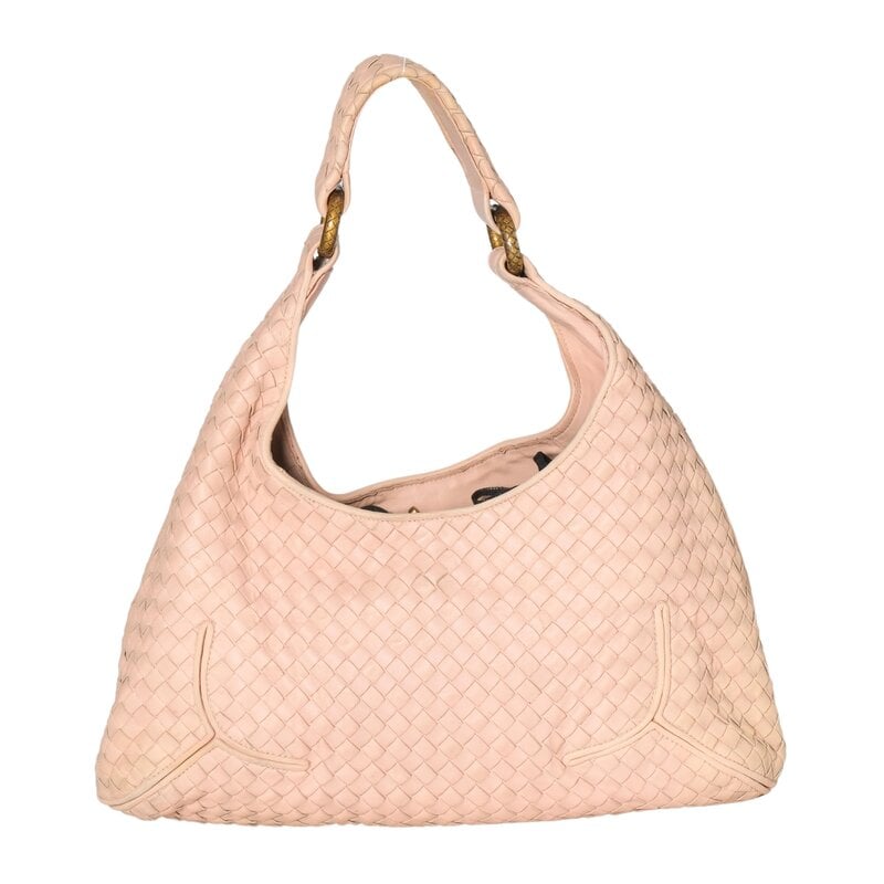 BOTTEGA VENETA NUDE INTRECCIATO LEATHER HOBO BAG