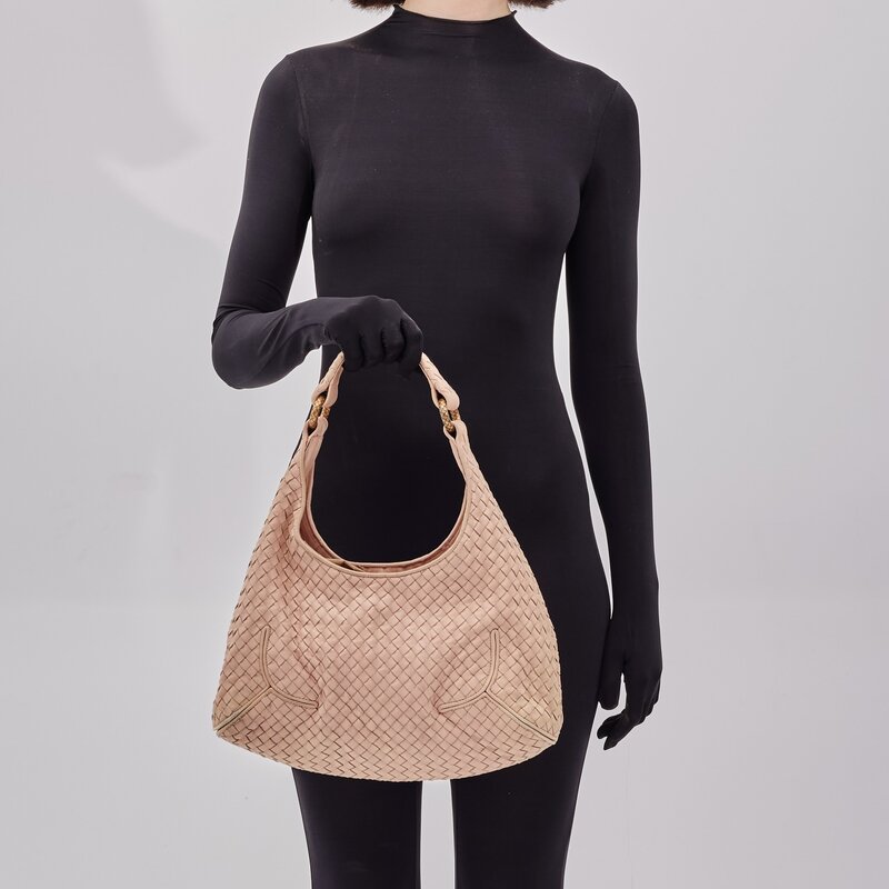 NUDE INTRECCIATO LEATHER HOBO BAG