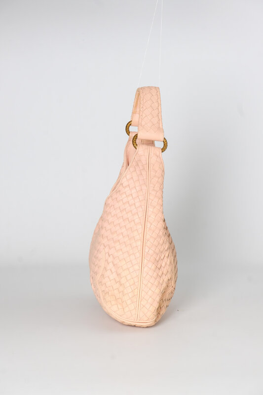 BOTTEGA VENETA NUDE INTRECCIATO LEATHER HOBO BAG