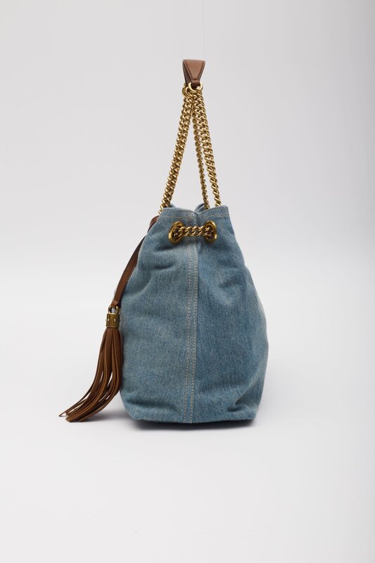 GUCCI BLUE DENIM SOHO CHAIN SHOULDER BAG MEDIUM