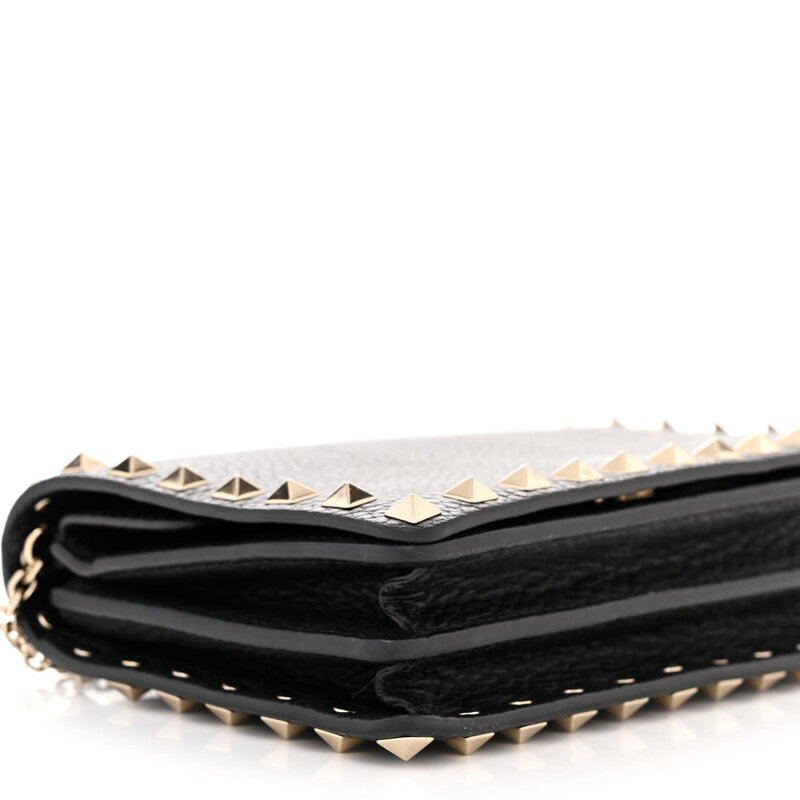 VALENTINO GARAVANI TEXTED LEATHER ROCKSTUD SHOULDER BAG